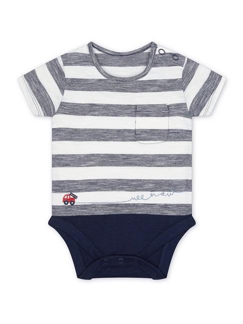 mothercare kids blue & white cotton striped onesie