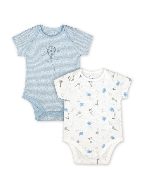 mothercare kids blue & white printed bodysuit (pack of 2)