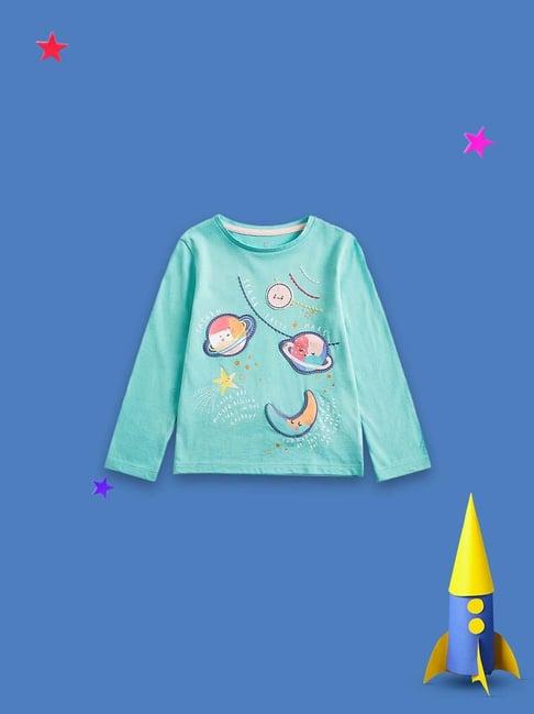 mothercare kids blue cotton applique full sleeves top