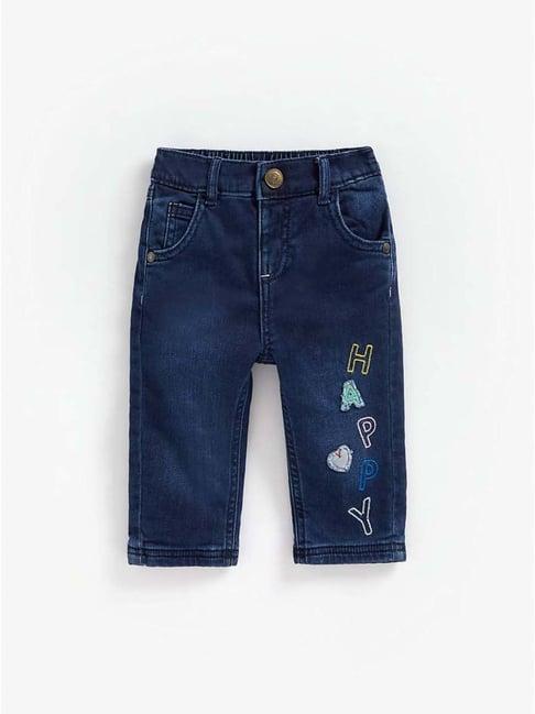 mothercare kids blue cotton embroidered jeans