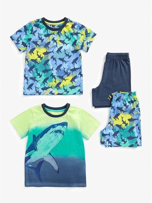 mothercare kids blue cotton printed t-shirt set (pack of 2)