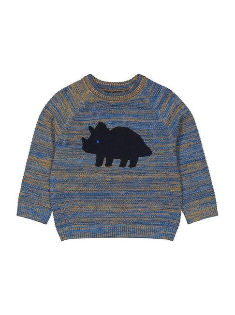 mothercare kids blue cotton textured pattern full sleeves sweater