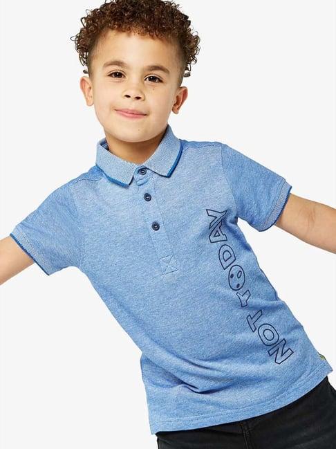 mothercare kids blue printed polo t-shirt
