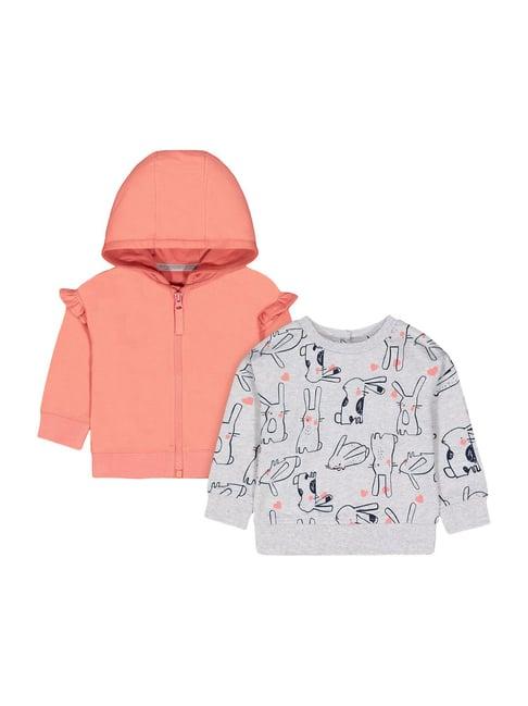 mothercare kids cloud pink & grey cotton regular fit full sleeves sweatshirt