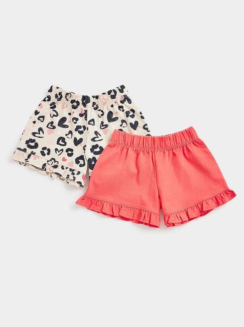 mothercare kids cream & coral printed shorts (pack of 2)