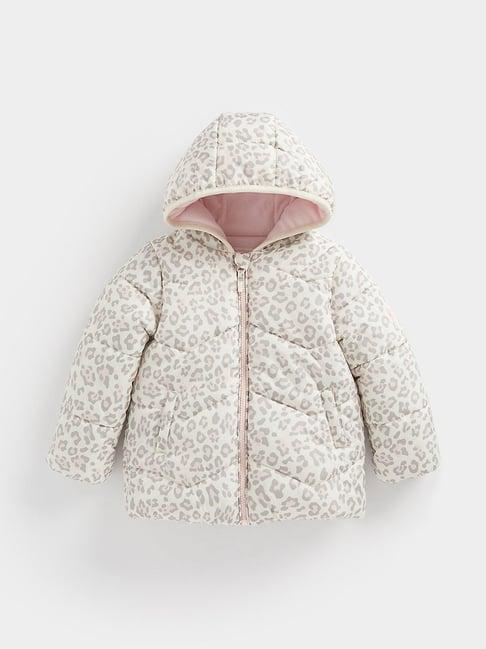 mothercare kids cream & grey printed full sleeves padded jacket