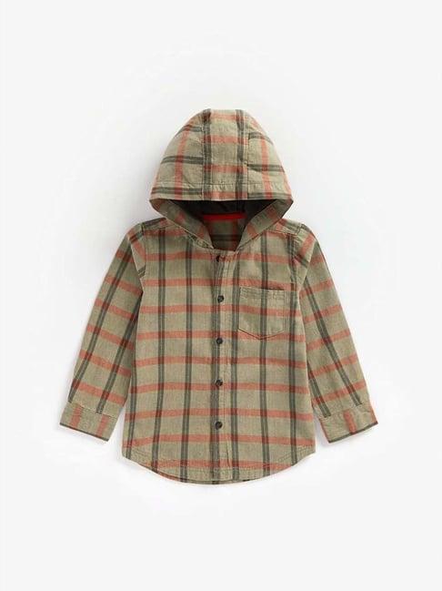 mothercare kids green cotton chequered full sleeves shirt