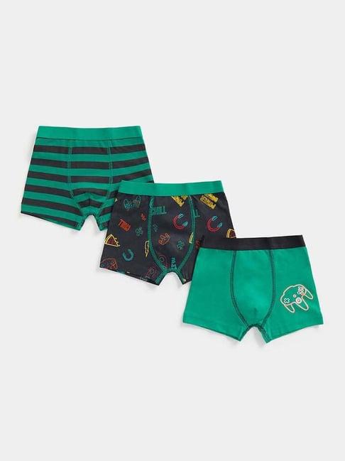 mothercare kids green printed trunk (pack of 3)