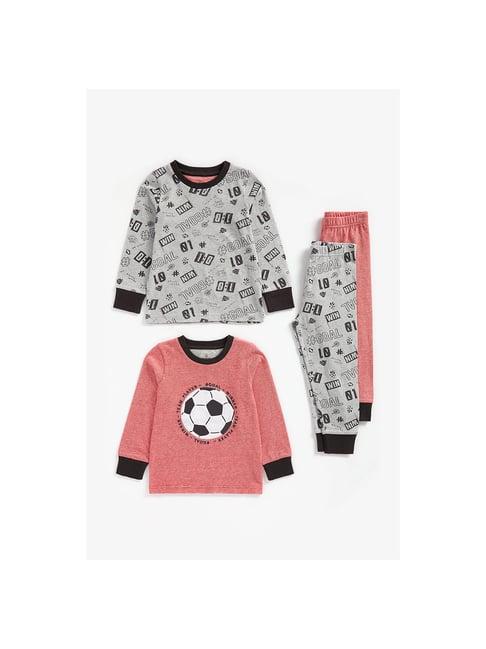 mothercare kids grey & red printed full sleeves t-shirt (pack of 2)
with joggers (pack of 2)