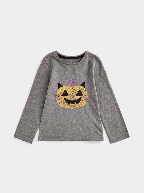 mothercare kids grey cotton embellished full sleeves top