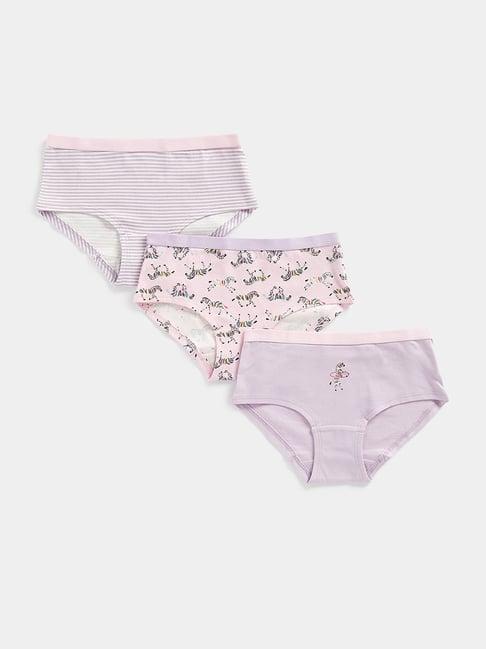 mothercare kids light purple & light pink printed briefs (pack of 3)