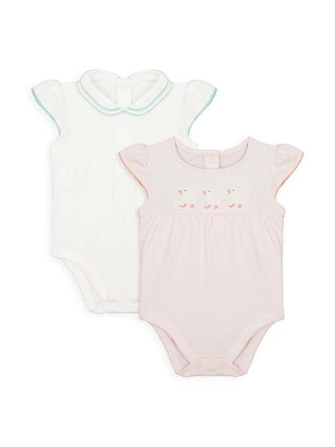 mothercare kids multicolor cotton embroidered bodysuit (pack of 2)