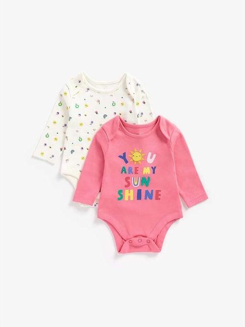 mothercare kids multicolor cotton printed full sleeves bodysuit (pack of 2)
