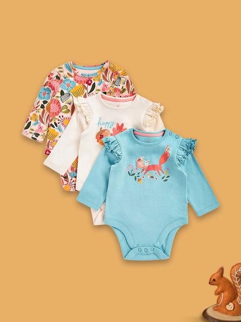 mothercare kids multicolor cotton printed full sleeves bodysuit (pack of 3)