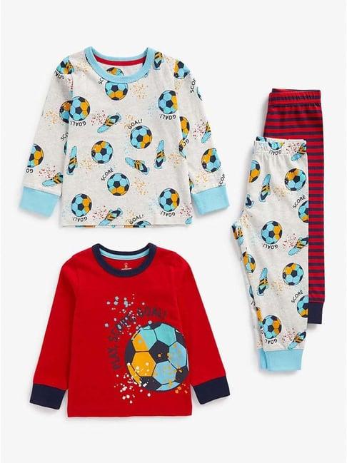 mothercare kids multicolor cotton printed full sleeves t-shirt set (pack of 2)