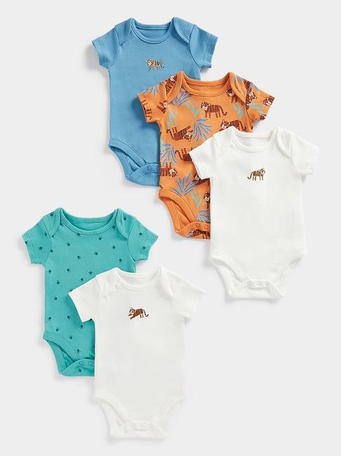 mothercare kids multicolor printed bodysuit (pack of 5)