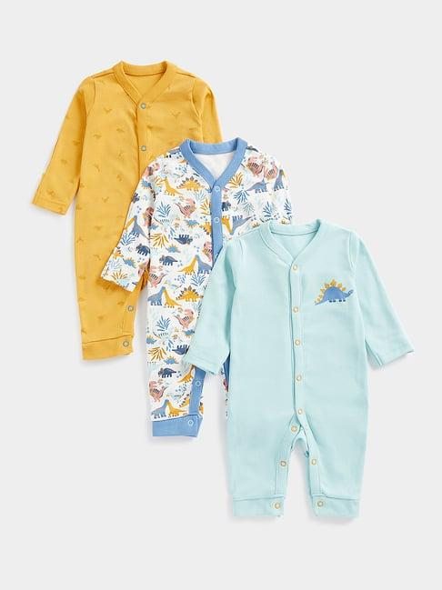 mothercare kids multicolor printed full sleeves sleepsuit (pack of 3)