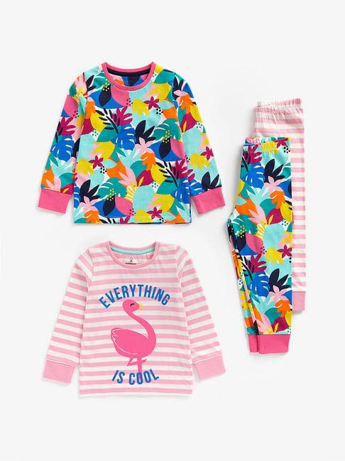 mothercare kids multicolor printed full sleeves t-shirt (pack of 2)
 with joggers (pack of 2)
