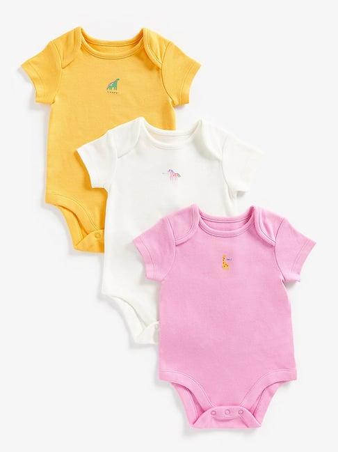 mothercare kids multicolor solid bodysuit (pack of 3)