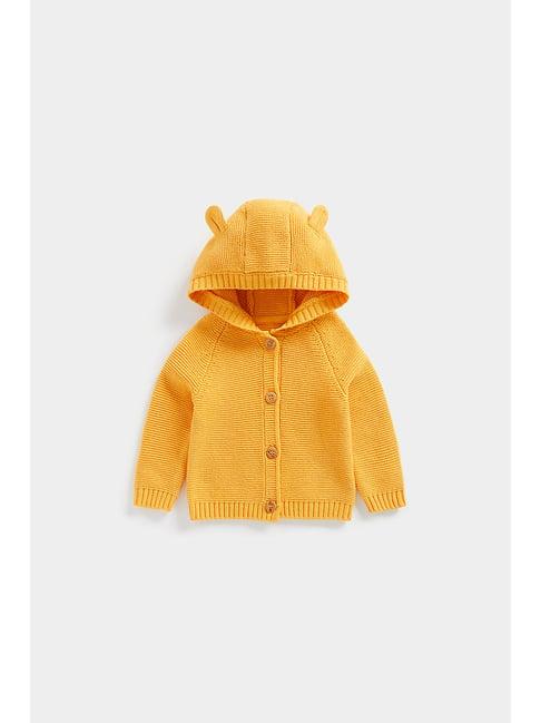 mothercare kids mustard self design full sleeves sweater