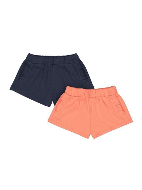 mothercare kids navy & peach solid shorts (pack of 2)