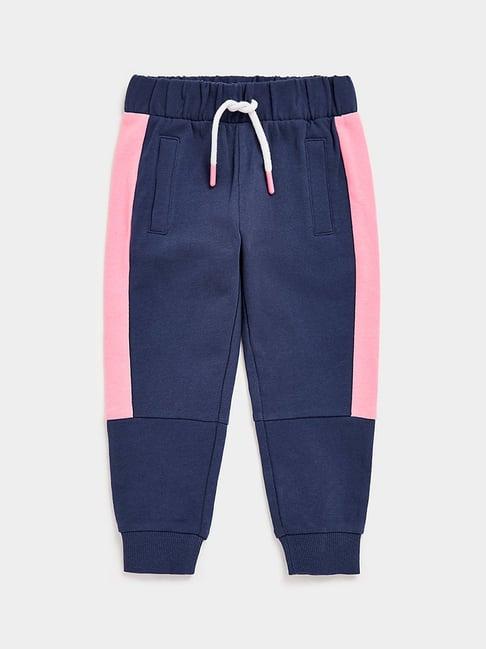 mothercare kids navy & pink solid trackpants