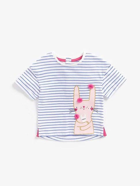 mothercare kids off-white & blue cotton striped top