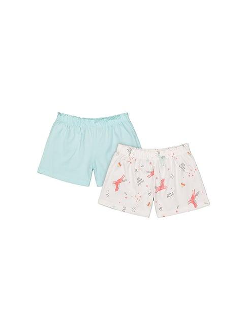 mothercare kids off white & mint green printed shorts (pack of 2)