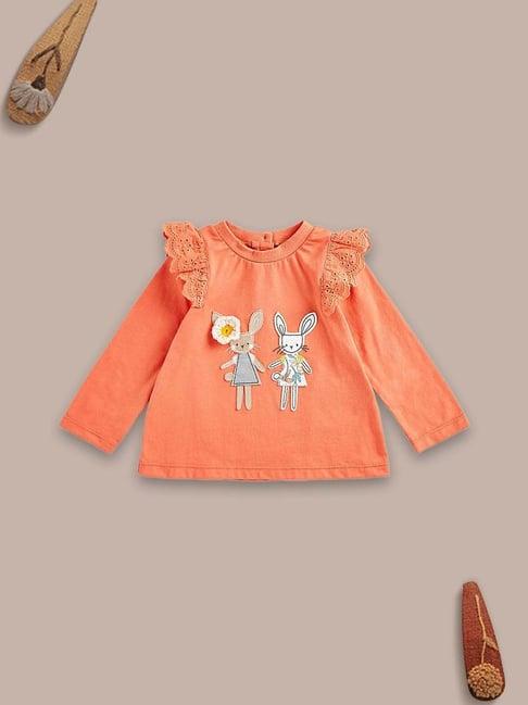 mothercare kids orange cotton applique full sleeves top