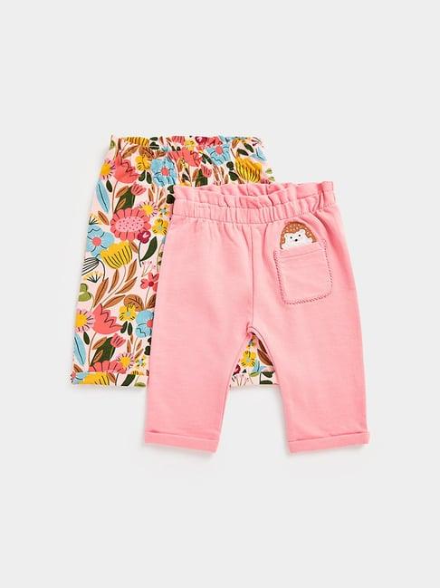 mothercare kids peach floral print leggings (pack of 2)