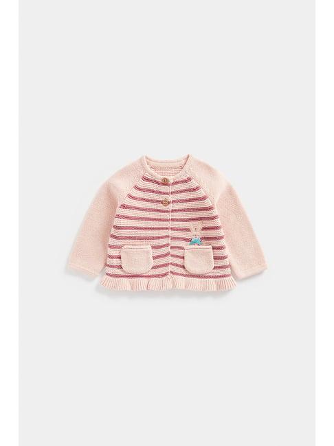 mothercare kids peach self design full sleeves sweater
