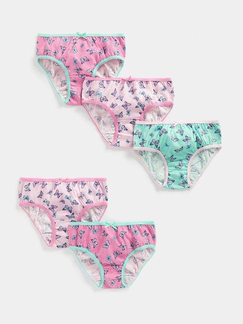 mothercare kids pink & green printed briefs (pack of 5)