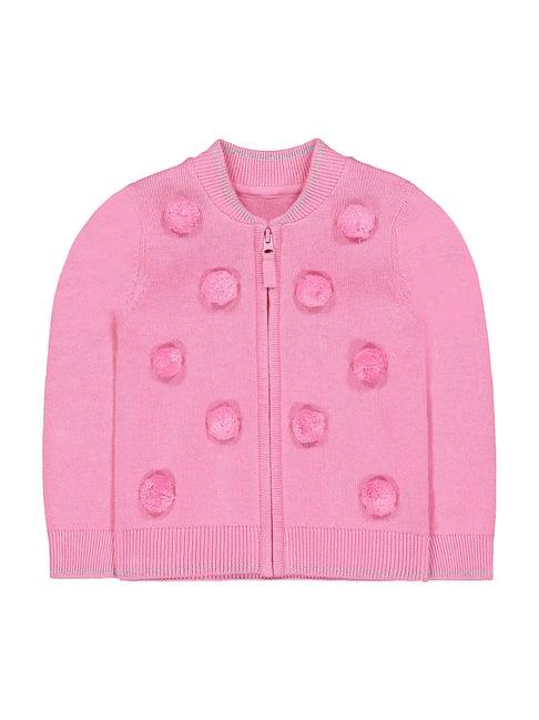 mothercare kids pink applique full sleeves cardigan