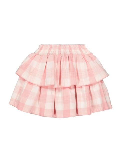 mothercare kids pink cotton chequered skirt