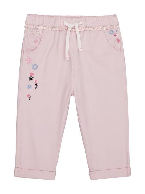 mothercare kids pink cotton embroidered trousers
