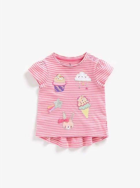 mothercare kids pink cotton striped top