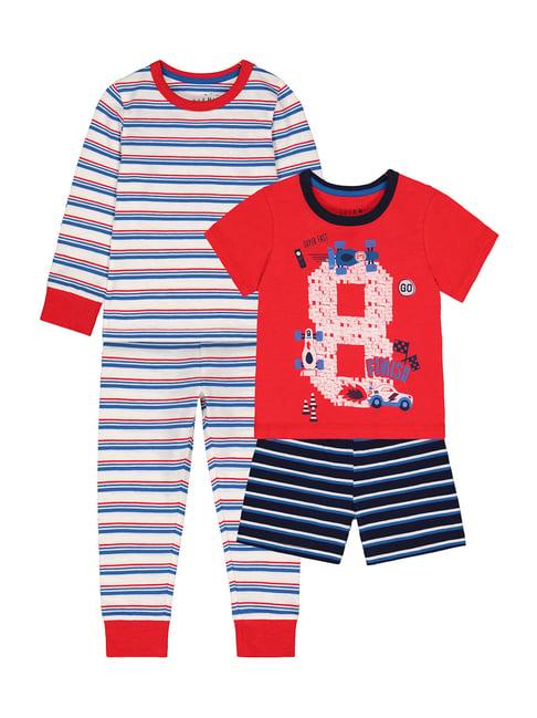 mothercare kids red & blue printed full sleeves t-shirt set