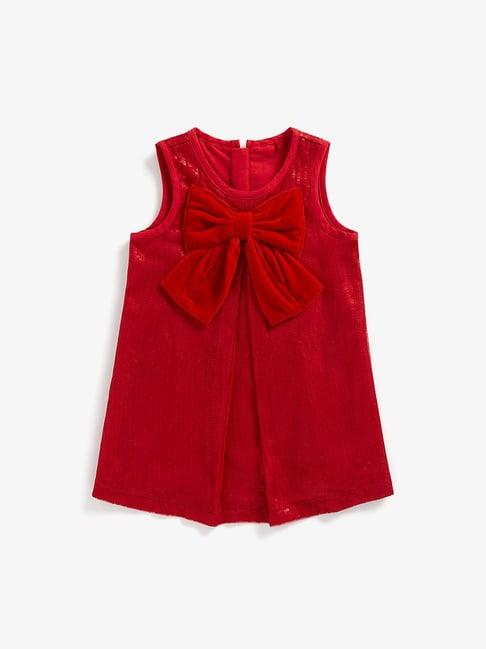 mothercare kids red embellished  a line dress