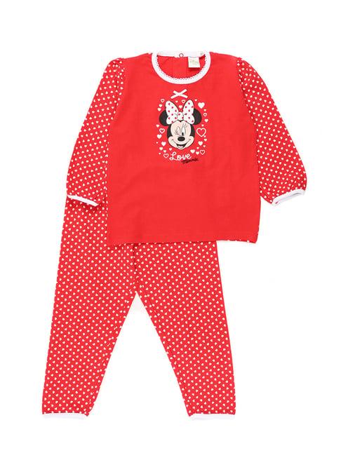 mothercare kids red minnie print full sleeves t-shirt with pyjamas