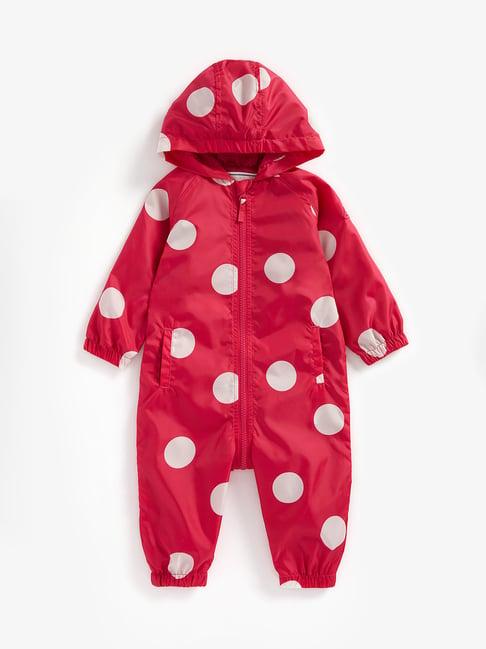 mothercare kids red printed full sleeves hooded sleepsuit