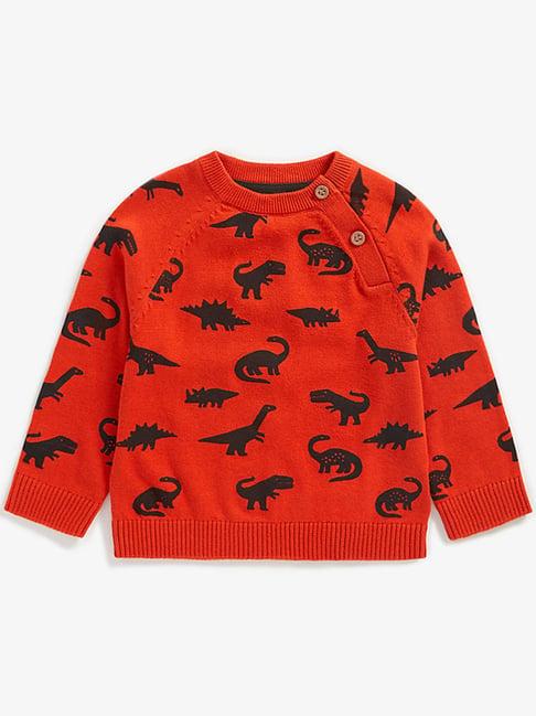 mothercare kids red printed full sleeves sweater