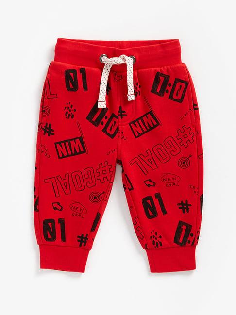 mothercare kids red printed trackpants