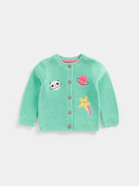 mothercare kids turquoise embroidered full sleeves cardigan