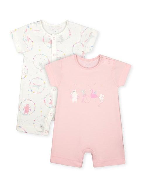 mothercare kids white & pink printed romper