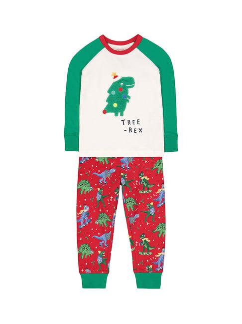 mothercare kids white & red applique full sleeves t-shirt with joggers