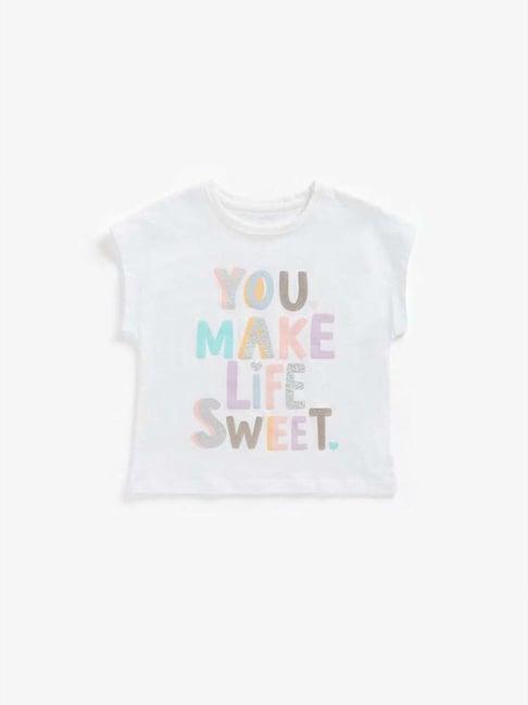 mothercare kids white cotton printed top