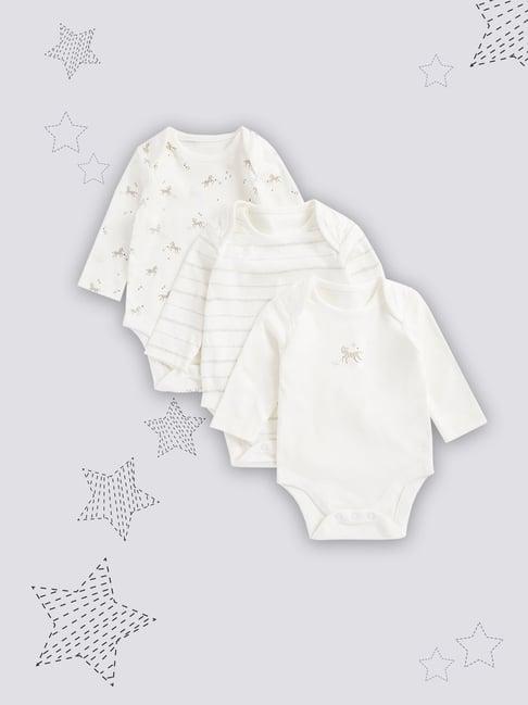 mothercare kids white printed full sleeves bodysuit (pack of 3)