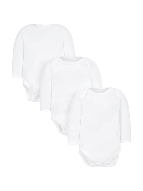 mothercare kids white solid full sleeves bodysuit (pack of 3)