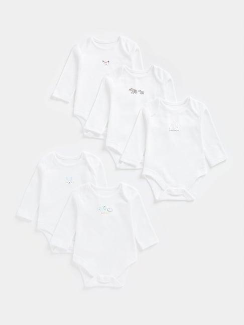 mothercare kids white solid full sleeves bodysuit (pack of 5)