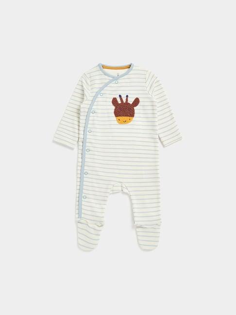 mothercare kids white striped full sleeves sleepsuit